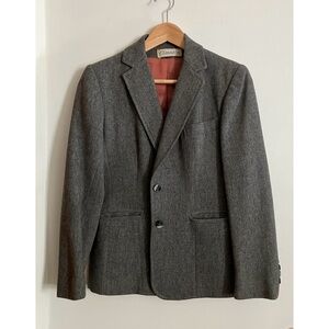 Vintage 80s Lined Grey Wool 2-Button Blazer Women’s XS